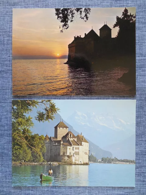 Chillon Castle Switzerland Vintage Postcard lot Unposted Dents du Midi Mountains