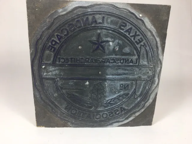 Texas Landscape Association Architects Printing Block Stamp 4 1/2”x4 1/2”