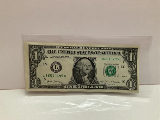 $ One Dollar Bill 2017 A Series Off Center Cutting Error