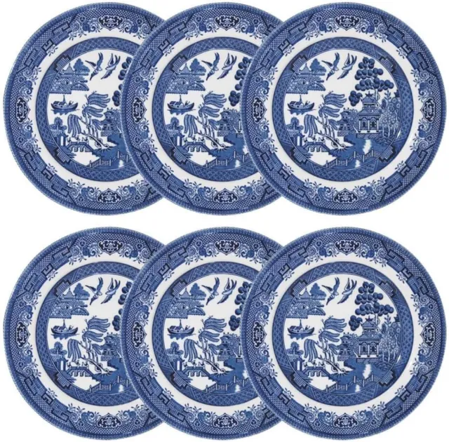 Churchill 6 Plate Set Blue Willow Pattern Dinner Plates 17 Cm - New Unused
