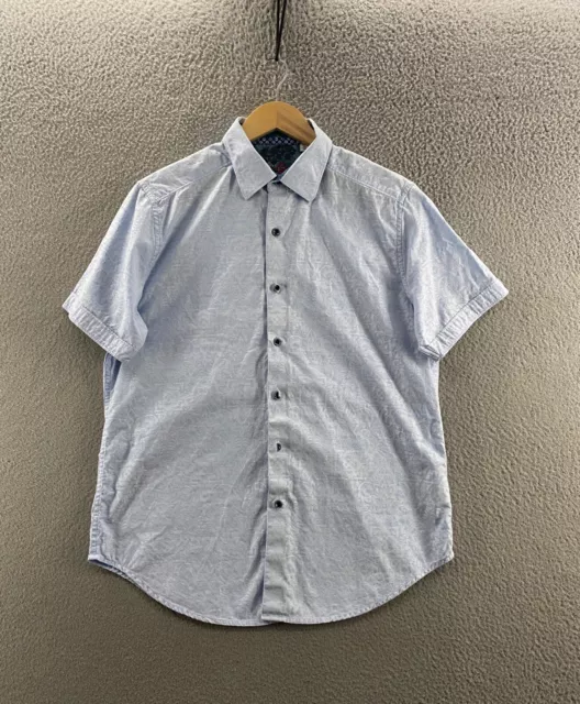 Robert Graham Shirt Mens Medium Blue Paisley Button Up Classic Fit Short Sleeve