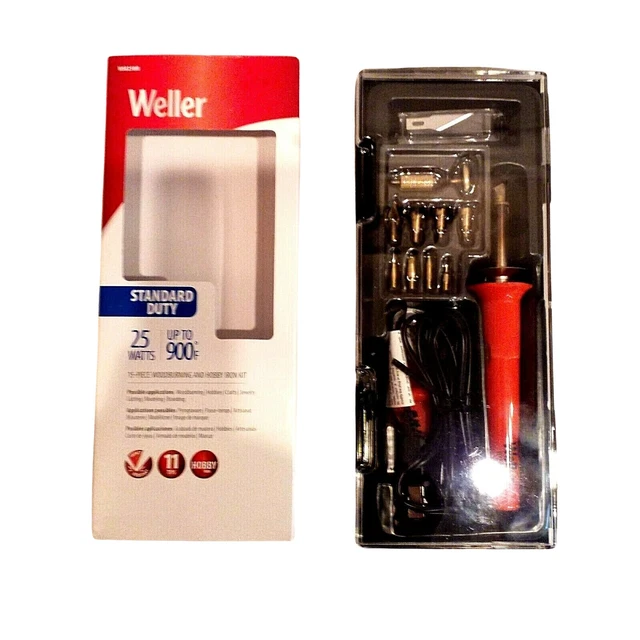 Kit de hierro para leña y hobby Weller Standard Duty de 15 piezas con estuche para libro de proyecto
