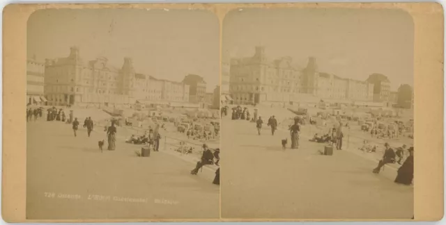 Stéréo circa 1900. Ostende. Oostende. L'Hôtel Continental. Belgique.