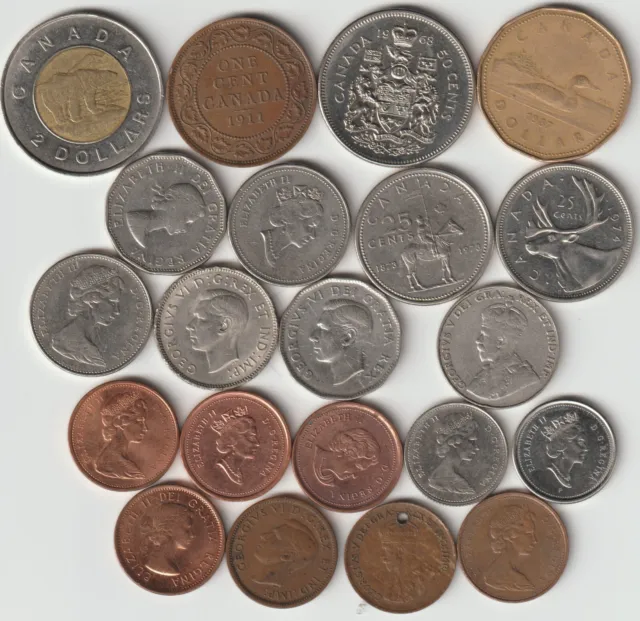 21 different world coins from CANADA
