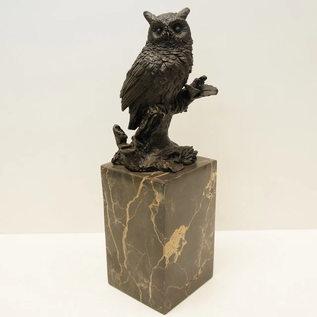 Estatua Búho Búho Pájaro Fauna Art Deco Estilo Art Nouveau Estilo Bronce sólido