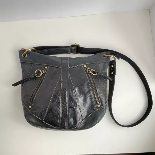 FOSSIL Black Soft Leather Crossbody Purse Handbag Bag