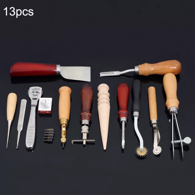 13 PIEZAS Juego de herramientas de costura LeatherCraft Kit Costura Talla Trabajo Silla Cultivadora