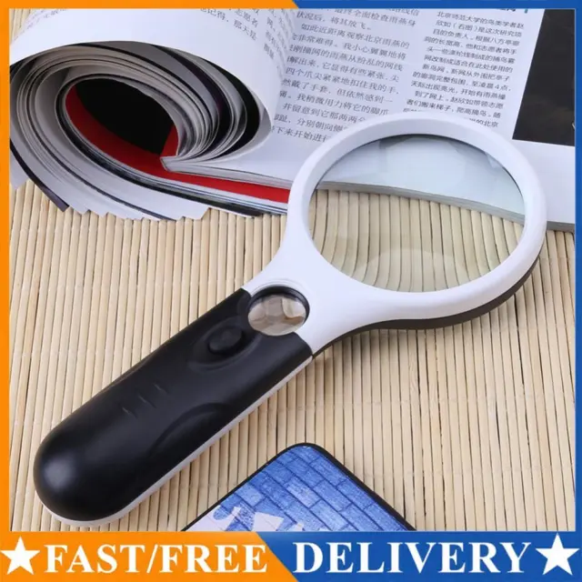 45X Handheld Reading Magnifying Glass Illuminated Magnifier Microscope Lens  Jewelry Watch Loupe Magnifier With LED Light 1 PCS