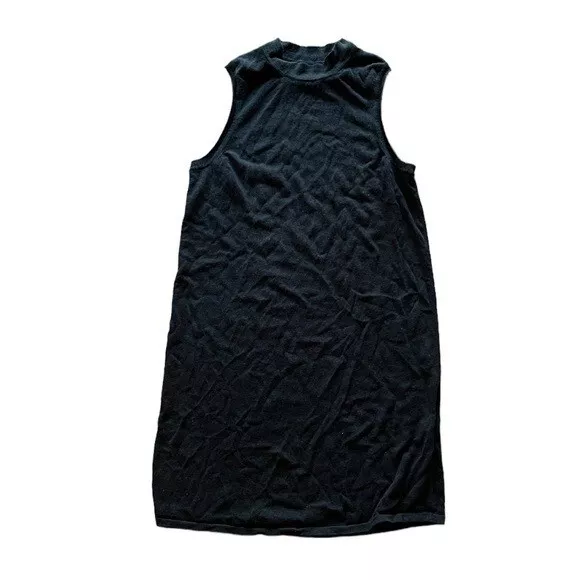 NAADAM Black High Mock Neck Silk Cashmere Blend Tank Dress Knee Length Size S