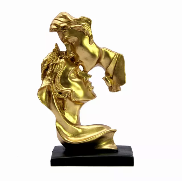 Love Couple Face Showpiece Statue Color Golden for Home Decor