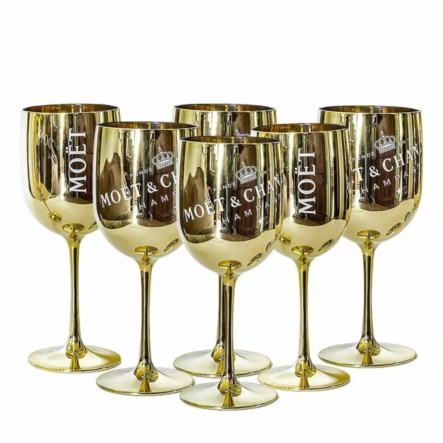 Moet & Chandon Champagnergläser Flöten Gold Eis Imperial Acryl - 6er Set