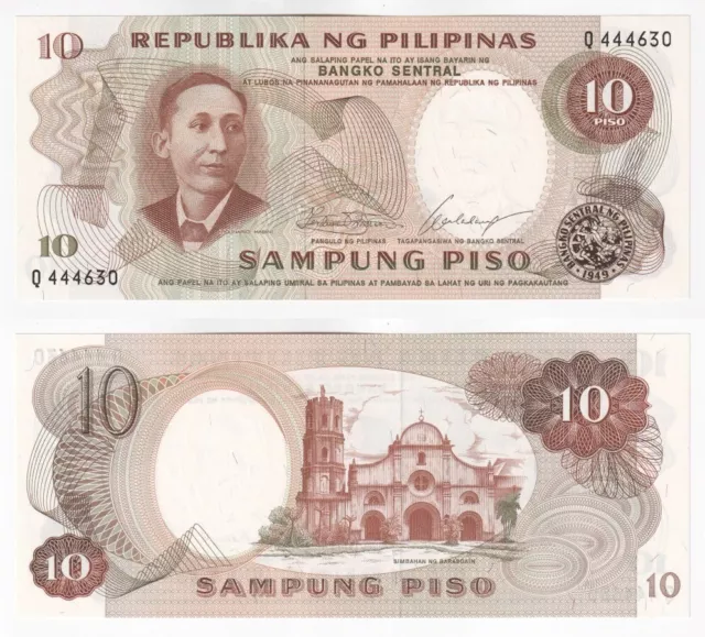 PHILIPPINES 10 Piso Banknote (1967) P.144a - UNC