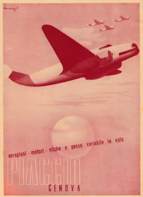 Pubblicita 1938 Piaggio Aeroplani Aereo Volo Cielo Genova Bernazzoli