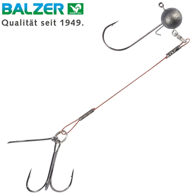 Balzer Shirasu Hechtsystem mit Jighead - Jigkopf + Stingerhaken für Gummifische