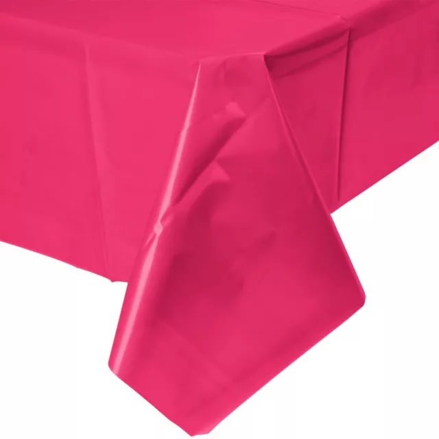 2 Plastic Rectangular Tablecloths 54"X 108" Table Cover - Hot Pink