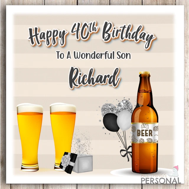 PERSONALISED MALE 30TH 40th 50 Birthday Card for Son Grandson Friend ...