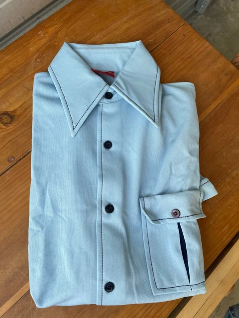 Vintage NOS 1960's Kings Road Sears Men's S Baby Blue Short Sleeve Polo Shirt
