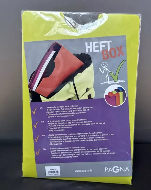 PAGNA Heftbox DIN A4 Hochformat aus PP light grün Mappe Schulbedarf Sammelbox