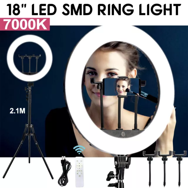 18''Dimmable LED Ring Light 2.1M Tripod Stand Selfie Lamp Phone Stream Makeup AU