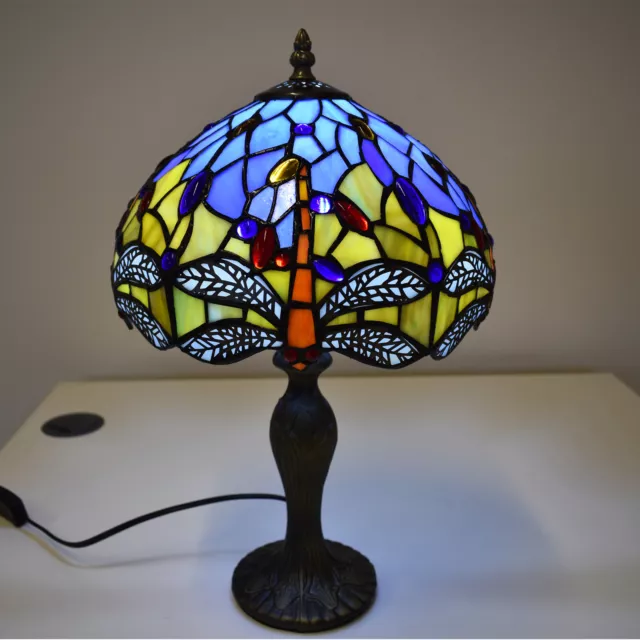 Tiffany Style 10 Inch Table Lamp Handcrafted Art Stained Glass Bedside Desk Lamp