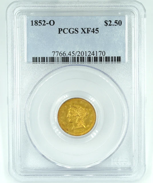 1852-O PCGS XF45 $2.5 Gold Liberty Quarter Eagle