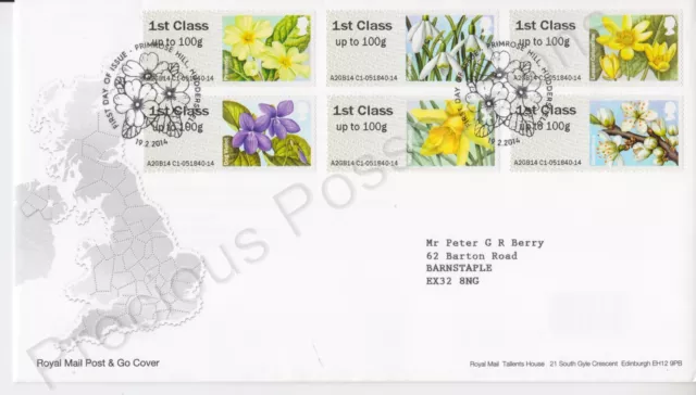 Primrose Hill Pmk Gb Royal Mail Fdc 2014 Post & Go British Flora Spring Blooms