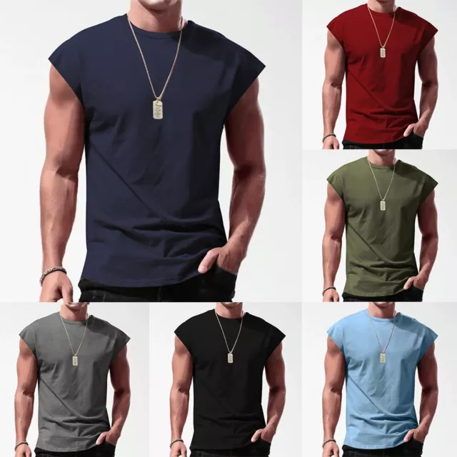 Hommes T-Shirts Loisirs Grande Taille sans Manche Solide Été T Shirt Débardeurs