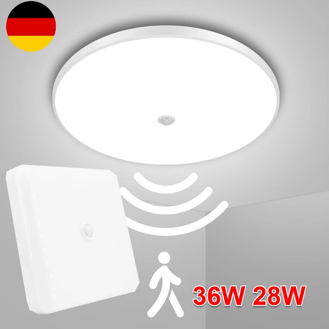 Maclean MCE22 Deckenleuchte Mit Bewegungsmelder – 4er Set, 30 Cm Ø, 360° Sensor, Einstellbare Leuchtdauer & Dämmerungsschwelle, Für E27 Birnen (bis 40W)