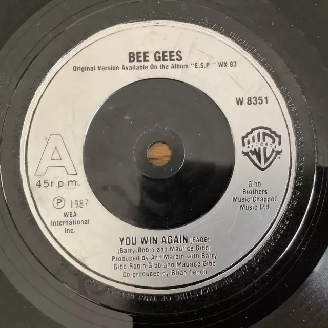 Bee Gees – You Win Again / Backtafunk 7'' Vinyl Single 1987 W8351