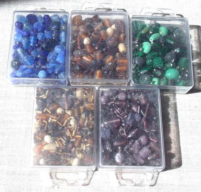 Lot De 5 Boîtes De Perles De Verre Artisanales - Super Promo - Neuf