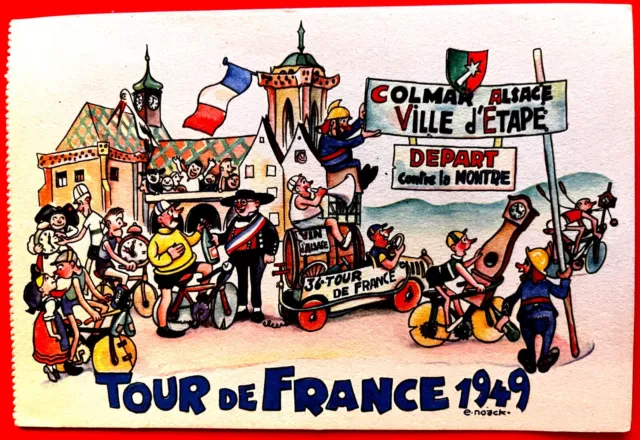 Tour De France 1949 Rare Carte Postale Originale Colmar Alsace Ville Etape