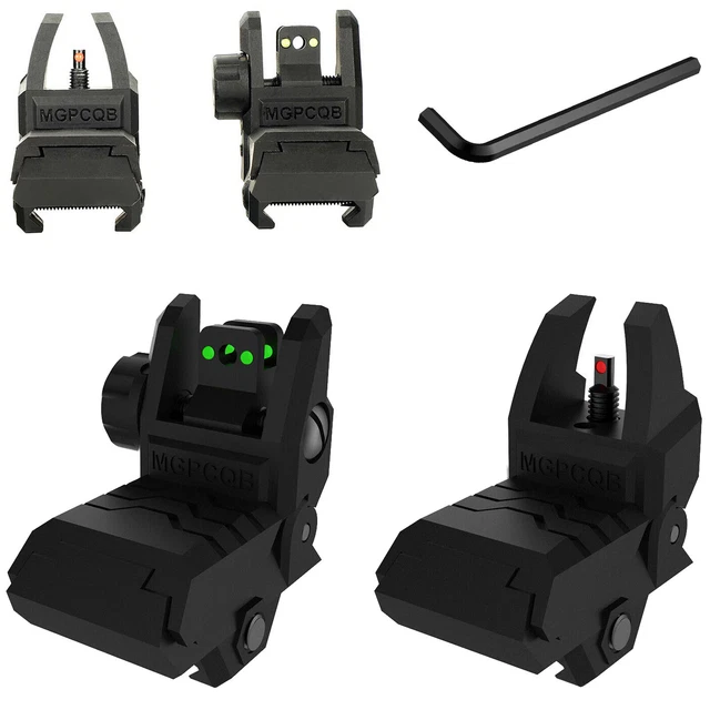 Tactical Folding Back Up Iron Sight Front&Rear Flip Up Sights Set For Picatinny