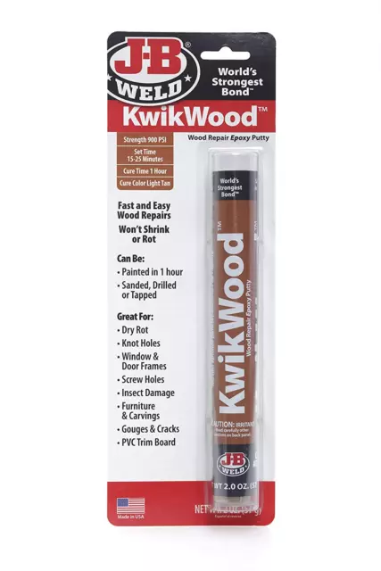 J-B Weld 8258 KwikWood Wood Repair Epoxy Putty Stick - 7", Beige