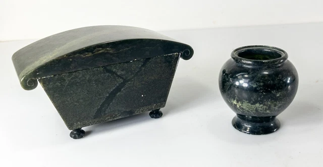 Antique Grand Tour Egyptian Revival Style Sarcophagus Form Box and Urn Desk Set