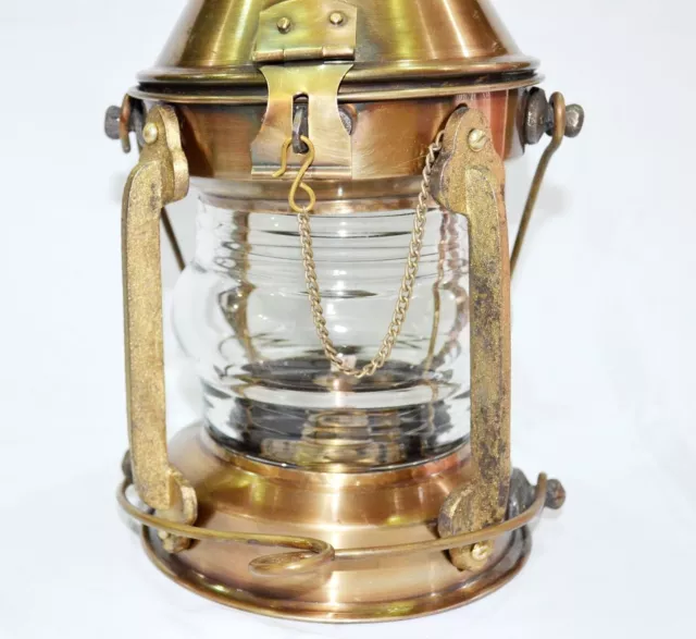 Vintage Schiffsanker Öllampe Laterne 10 "Fresnel-Linse nautischen Wohnkultur neu 2