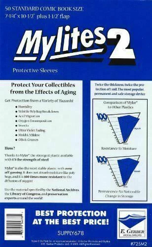 50 Standard E Gerber Mylites 2  Mylar Bronze / Silver Comic Book Bags Sleeves