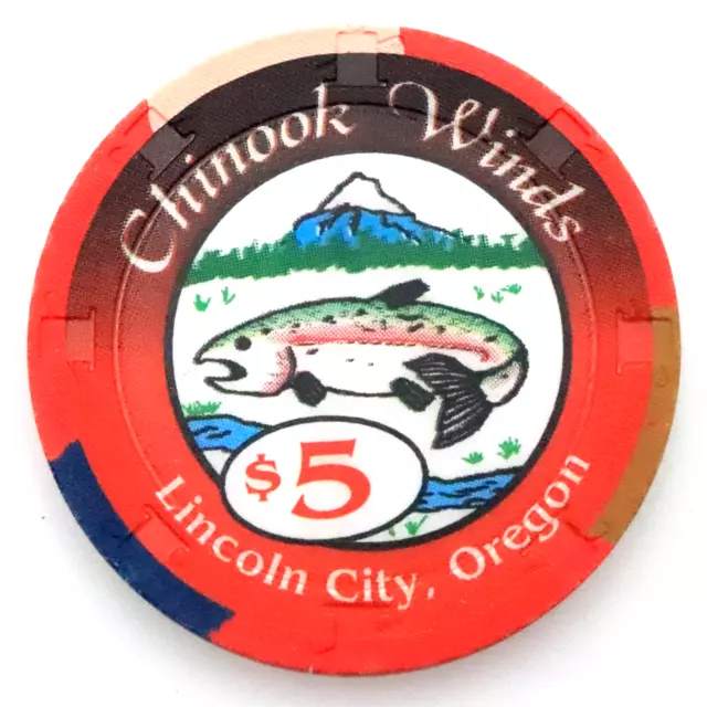 Chinook Winds  Hotel/Casino - Lincoln City, Oregon  -  $5 Chip