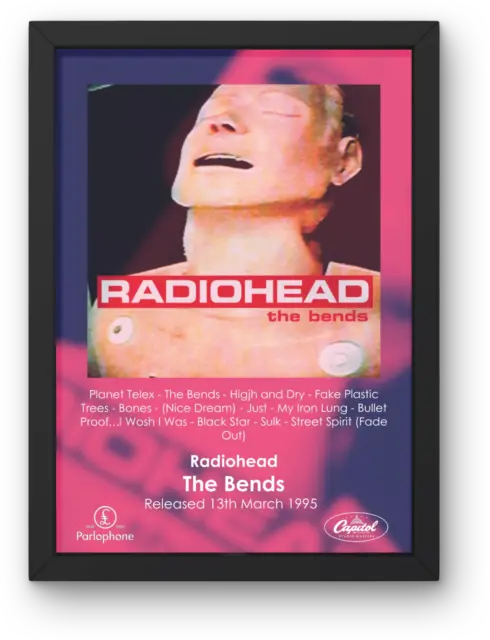 Radiohead The Bends Poster A1-A5 Framed/Unframed Thom Yorke OK Computer 90s rock