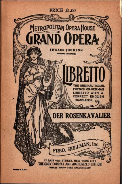 Vintage Metropolitan Opera House Grand Opera Libretto, Un Ballo in Maschera