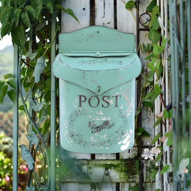 Retro Vintage Mailbox  Green Wall Mount American Post Box Wrought