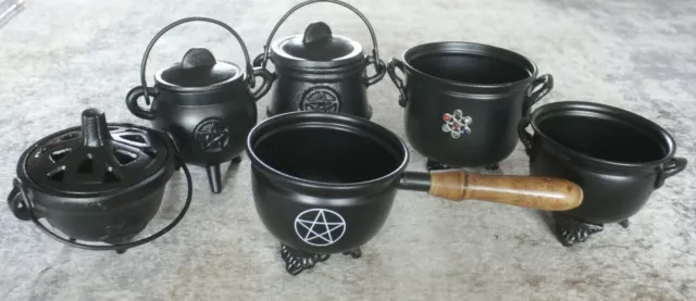 Cast Iron Cauldron with Lid Handle Pagan Wicca Spell Ritual Smudge Burner Pot