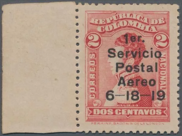 Momen: Colombia Sc #C1 1919 Barranquilla-Puerto Mint Og H Signed Lot #67382-1