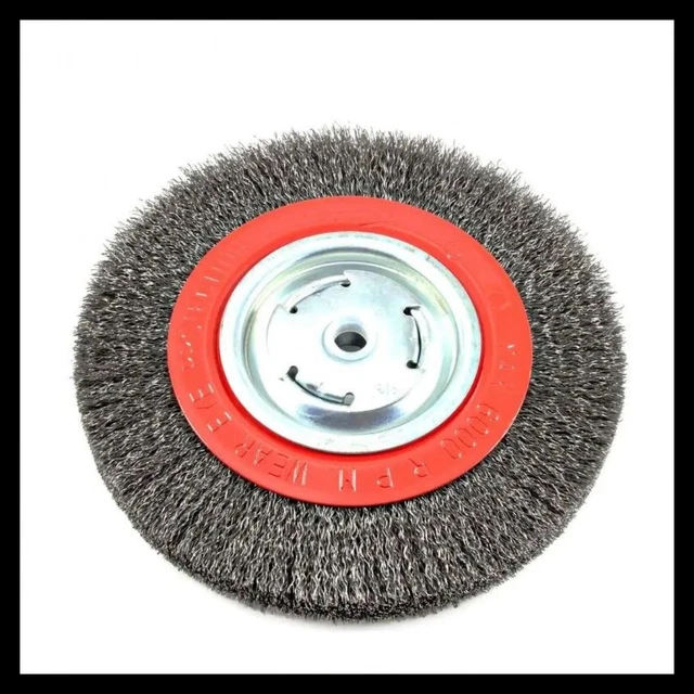 8 In. X 1/2 In. and 5/8 In. Arbor Wide Face Coarse Crimped Wire Bench Wheel