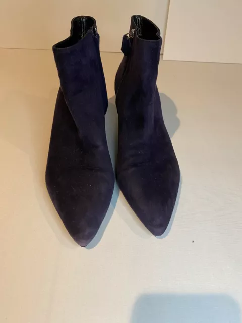 PRADA Navy Blue Suede Zip Ankle Booties Boots Size 37.5