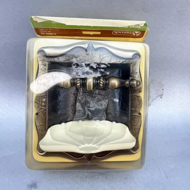 NEW Amerock C-9050-AE Carriage House Brass Recessed Soap Dish Vintage Wall MCM