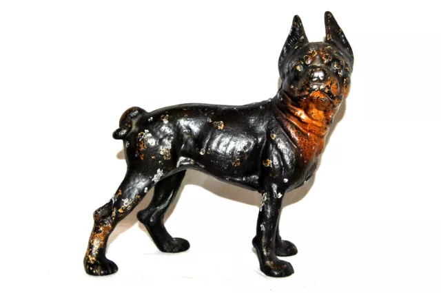 Antique Unmarked Hubley Style Painted Cast Iron Boston Bull Dog Terrier