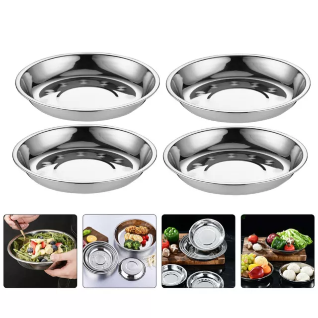 6-Piece Round Stainless Steel Plates - Dishwasher Safe, 6.3in Size