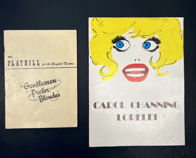 Carol Channing Gentlemen Prefer Blondes Playbill 1950 + Lorelei Program 1974