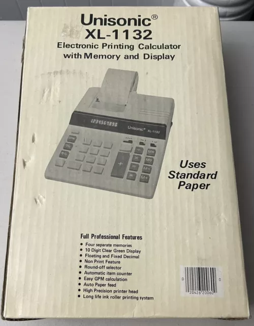 Unisonic XL-1132 Electronic Printing Calculator With Memory and Display.