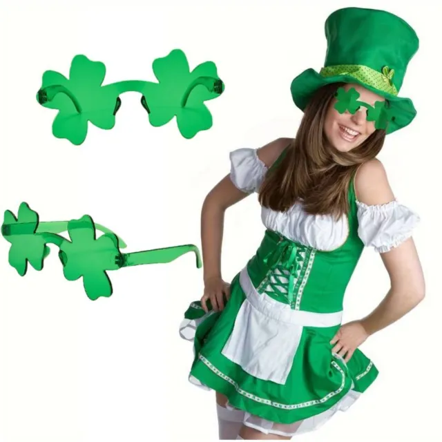 Rimless St. Patrick's Day Shamrock Sunglasses Party Costume  Irish National Day